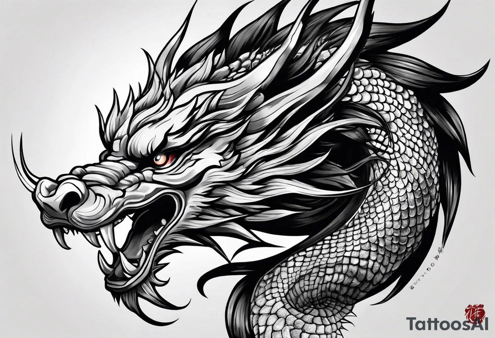 Japanese Dragon head located on arm tattoo idea