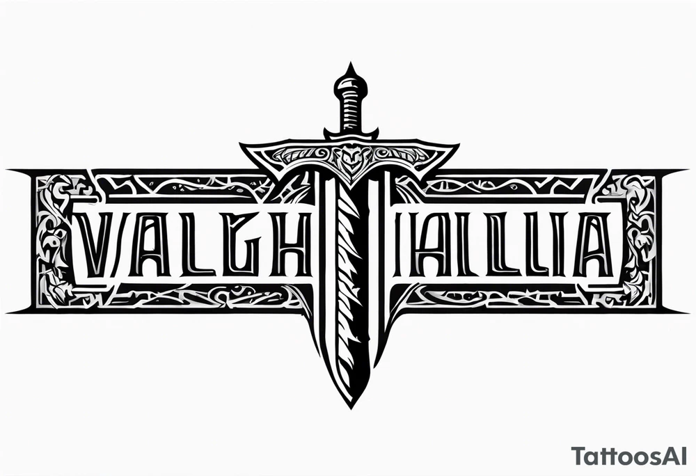 Valhalla  dragon sword ruins tattoo idea