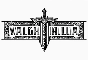 Valhalla  dragon sword ruins tattoo idea