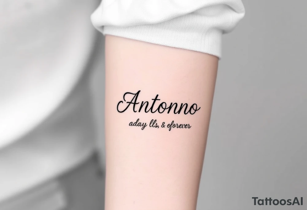 Make me a tattoo design with my husbands name Antonio that shows my love is always and forever tattoo idea