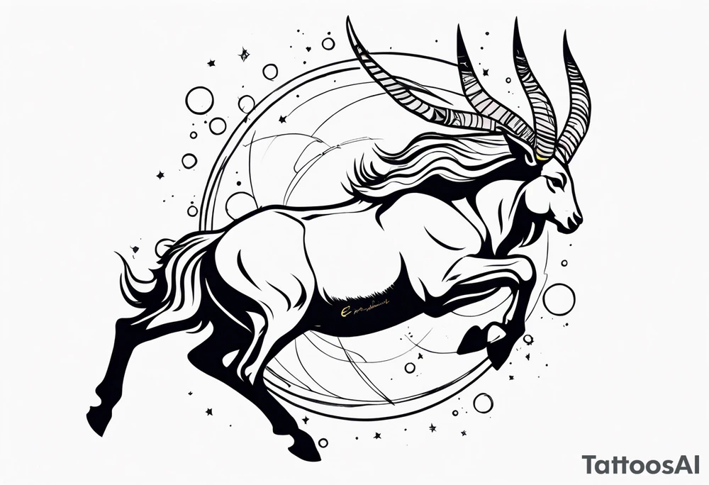 exploding capricorn tattoo idea