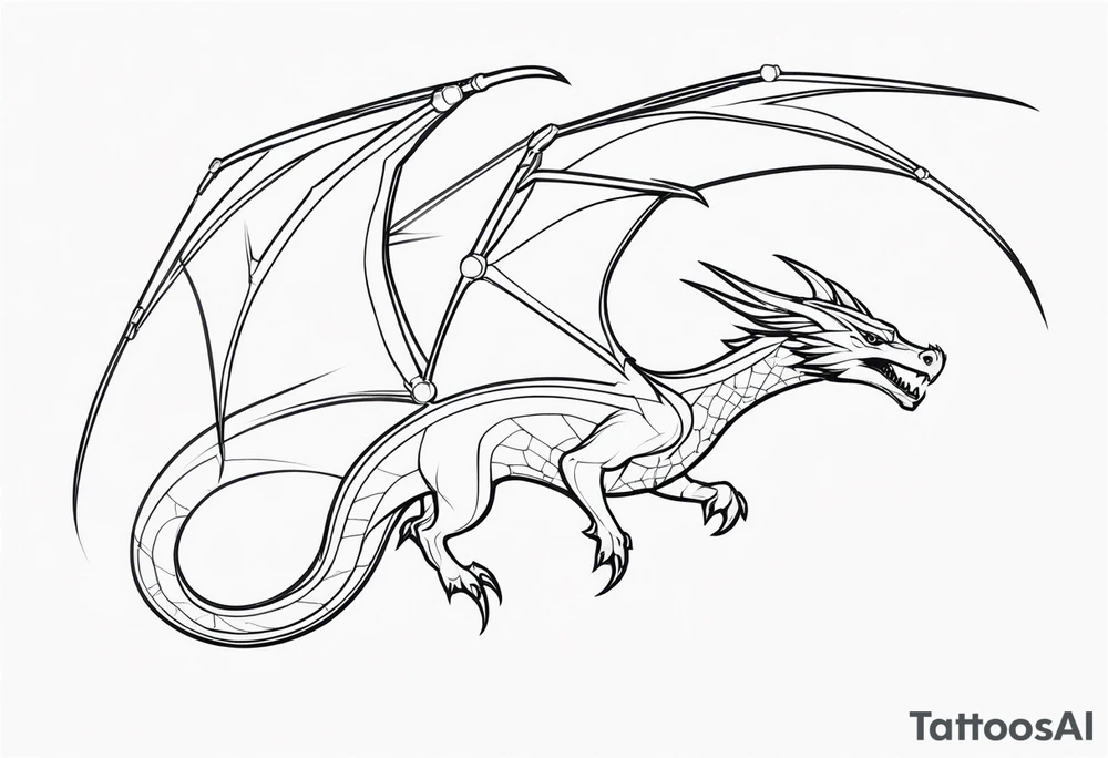 Elegant wyvern with fine lines on the background of the constellation elegant tattoo idea