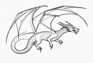 Elegant wyvern with fine lines on the background of the constellation elegant tattoo idea