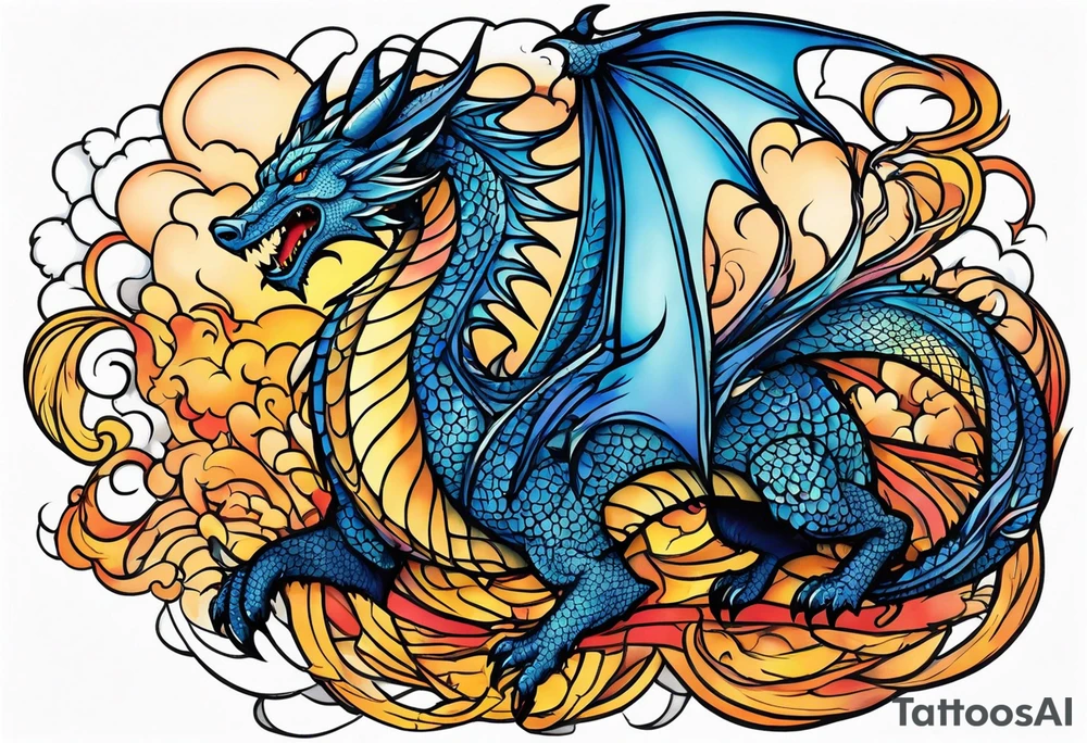 Game of thrones style flying dragon tattoo idea