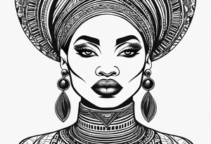 African woman shape only head with adinkra sign minimalist tattoo idea