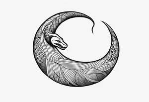 A snake wrapped around an arm, tongue in the form of a crescent tattoo idea