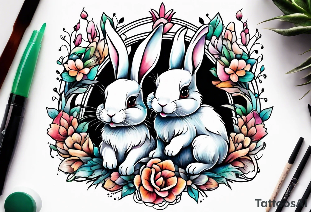 Mum and baby bunny tattoo idea