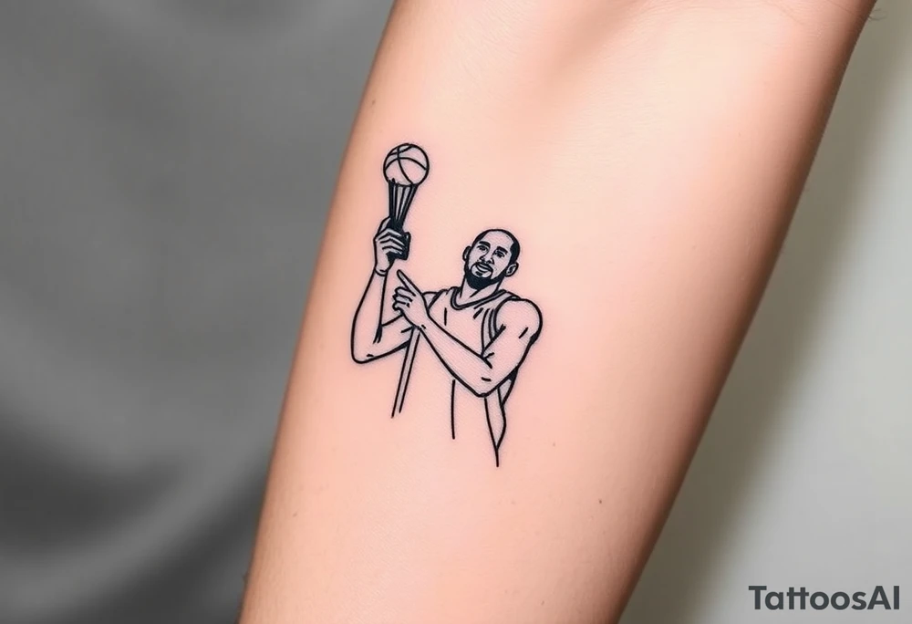 Kobe Bryant holding trophy outline stencil tattoo idea