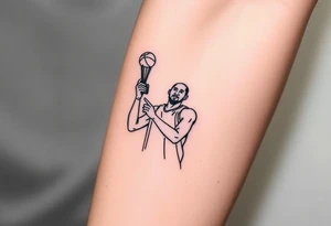 Kobe Bryant holding trophy outline stencil tattoo idea