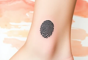 A negative space fingerprint on a watercolor background in warm sunset hues tattoo idea