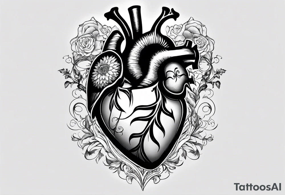 a heart split in half with Matilda whiten in one have an Weston Whiten in the other tattoo idea
