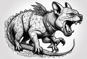 Frenchie riding dinosaur tattoo idea