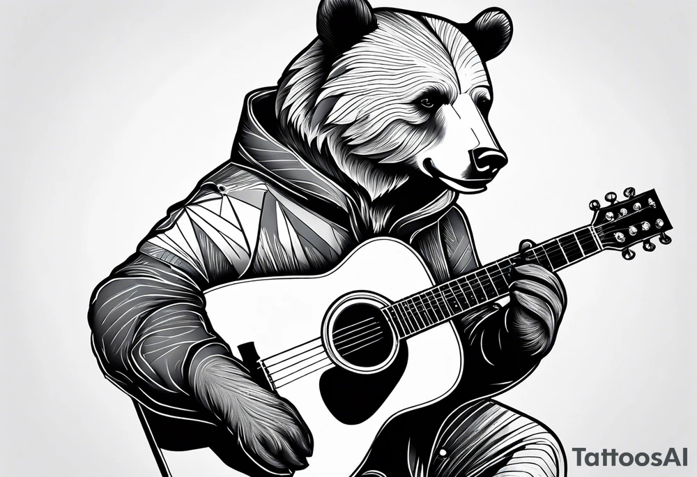 bear playing guitar tattoo idea