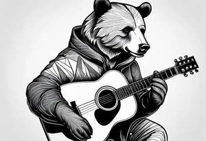 bear playing guitar tattoo idea