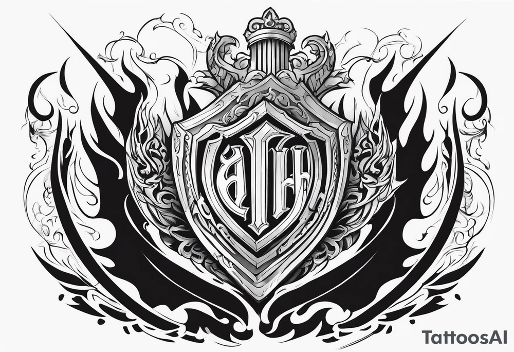 Valhalla sword shield flame
stairs tattoo idea