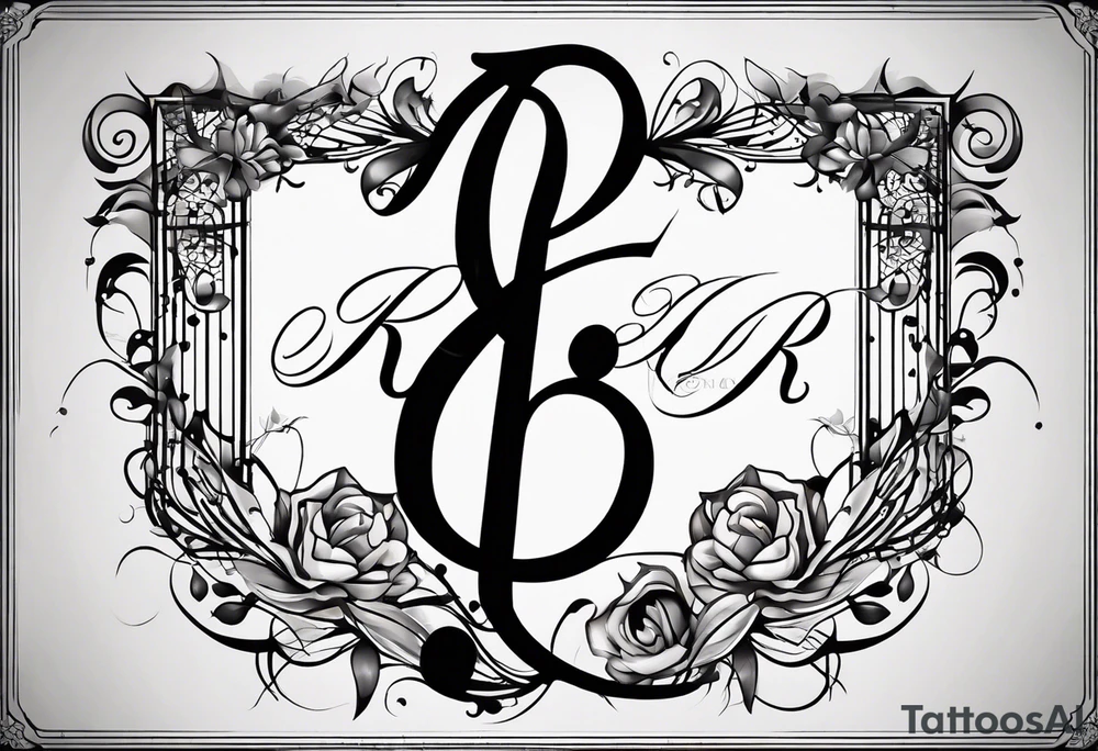 Musical notes depicting the letters R and L tattoo idea