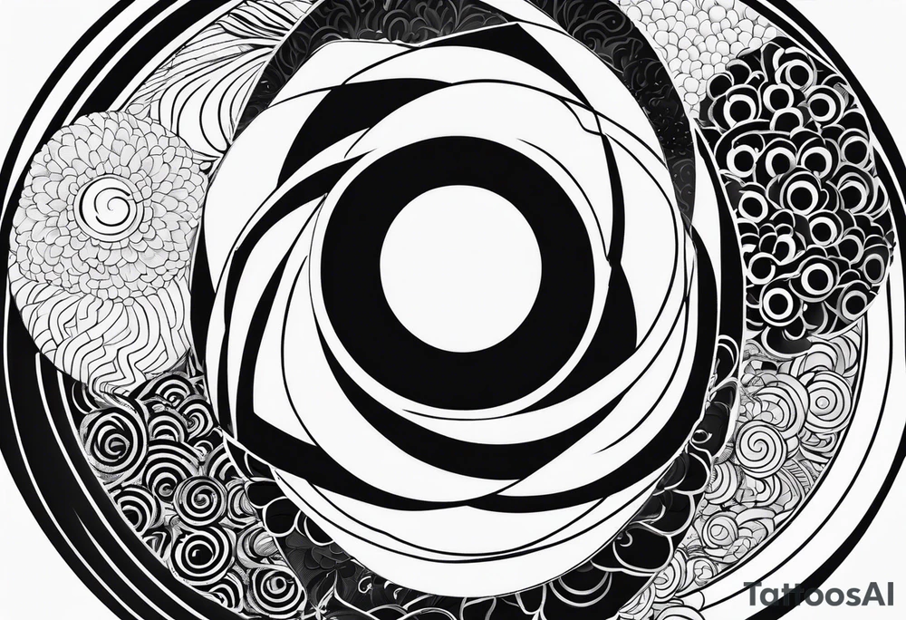 concentric black circles in japanese irezumi style tattoo idea