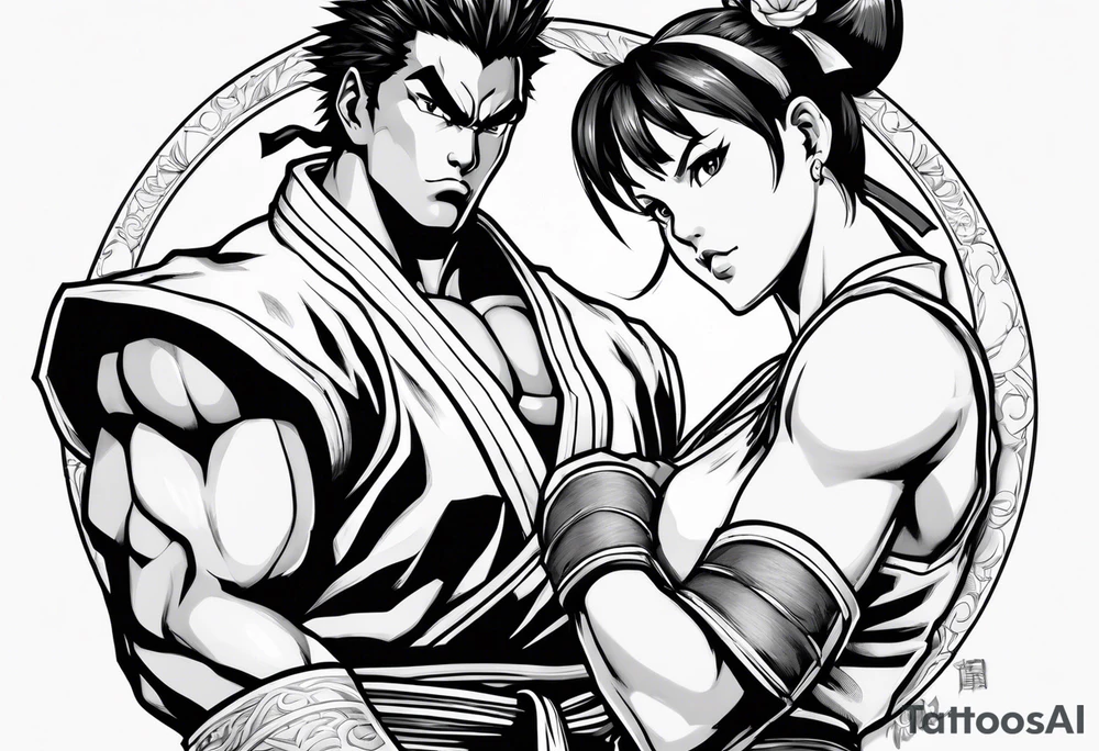 street fighter 3 makoto, chun li fighting tattoo idea