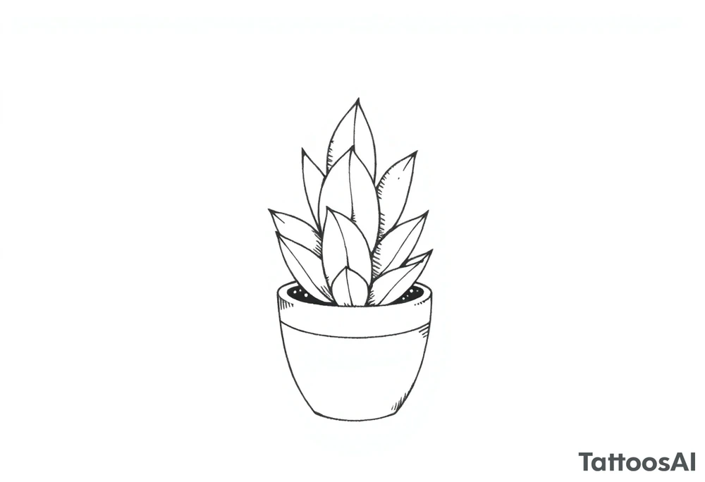 cute cacti and succulent in a pot tattoo idea