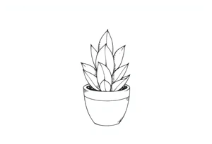 cute cacti and succulent in a pot tattoo idea