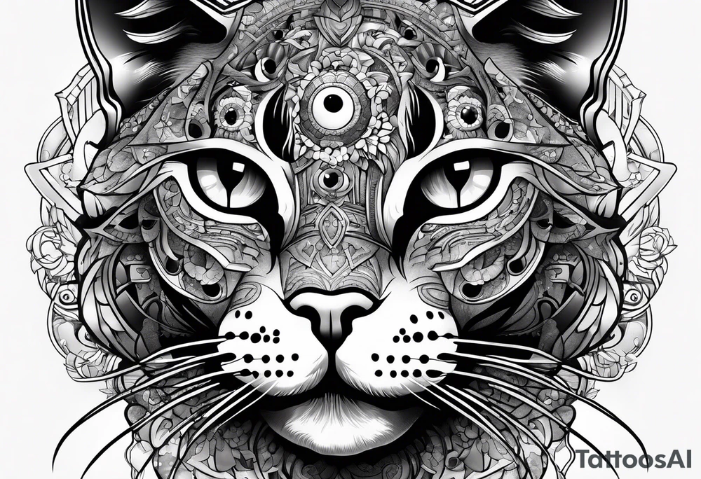Cat with 8 eyes tattoo idea