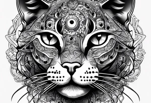 Cat with 8 eyes tattoo idea