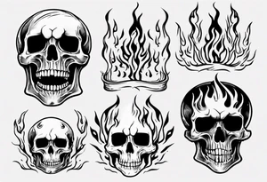 skeleton with flames tattoo idea