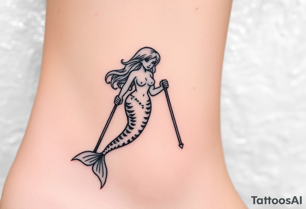 Mermaid with crutches tattoo idea