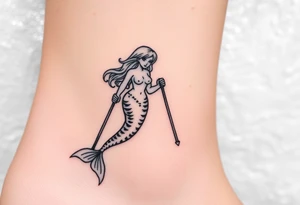 Mermaid with crutches tattoo idea
