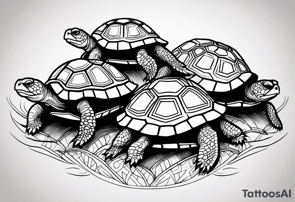 Four turtles tattoo idea