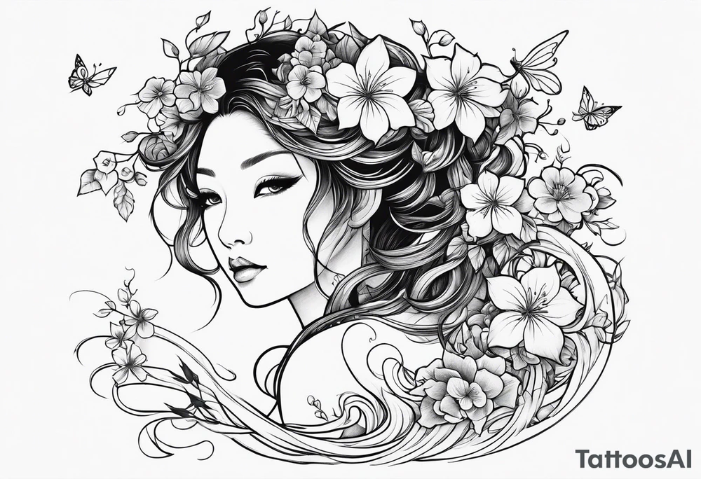 Fairy vines and flowers tattoo idea