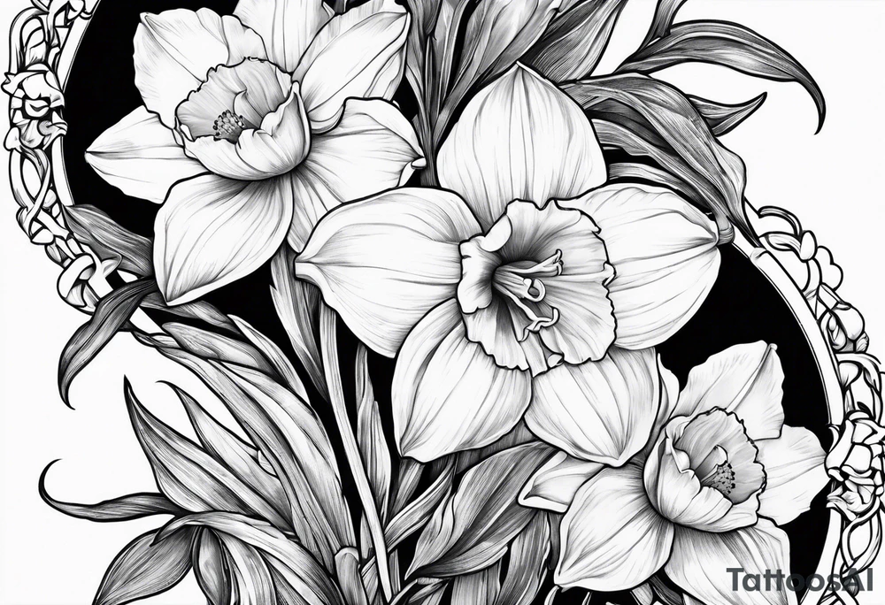Daffodil birth flower chain tattoo idea