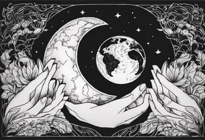 Hands in the moon tattoo idea