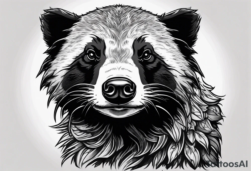 honey badger hanging from front paws tattoo idea