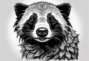 honey badger hanging from front paws tattoo idea