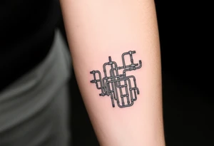 system of 100 thin curved plumbing pipes tattoo idea