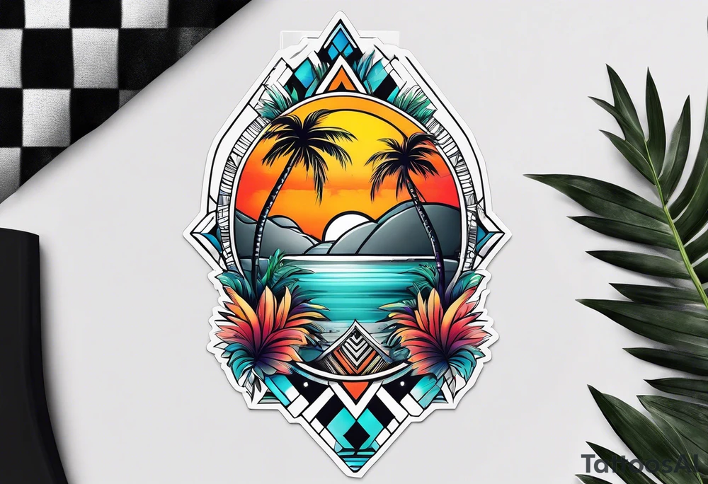 palm tree sleeve tattoo idea