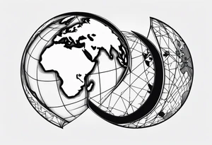 world map breaking like glass ball tattoo idea