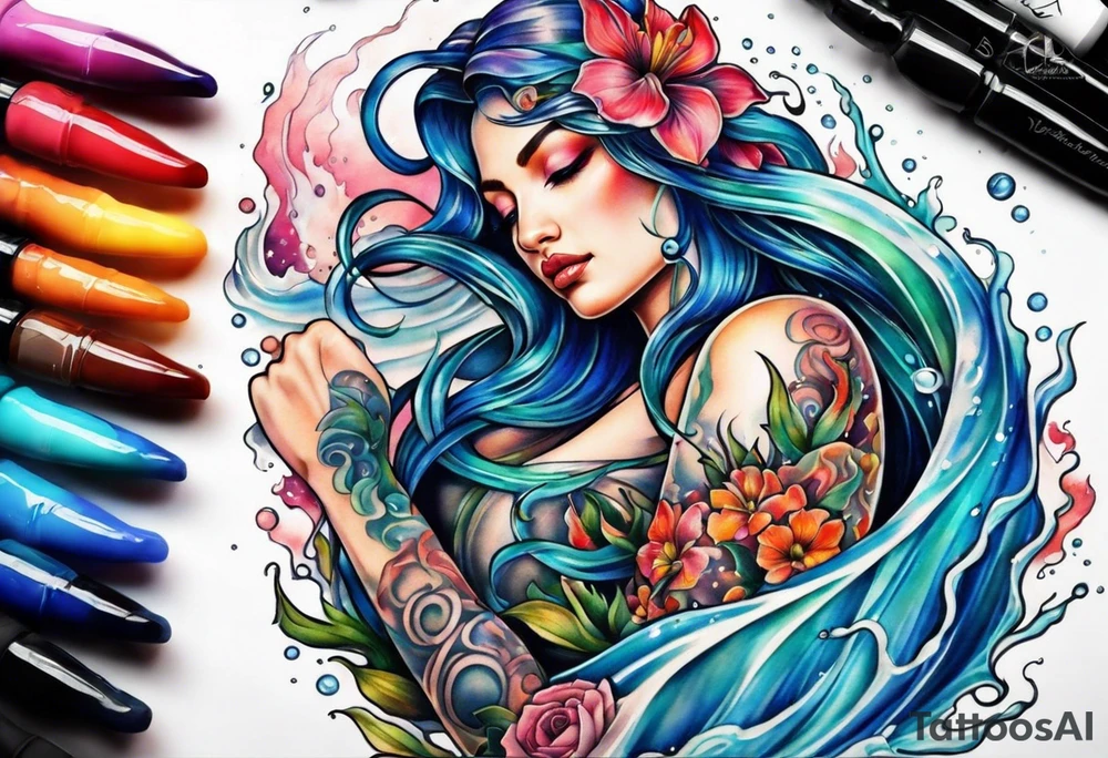 Aquarius and cancer tattoo idea