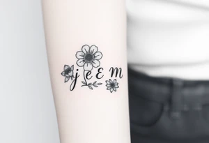 4 flowers with the initials j e m m tattoo idea