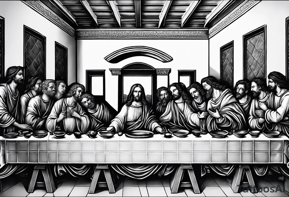 The last supper by davinci but the people are astronauts tattoo idea