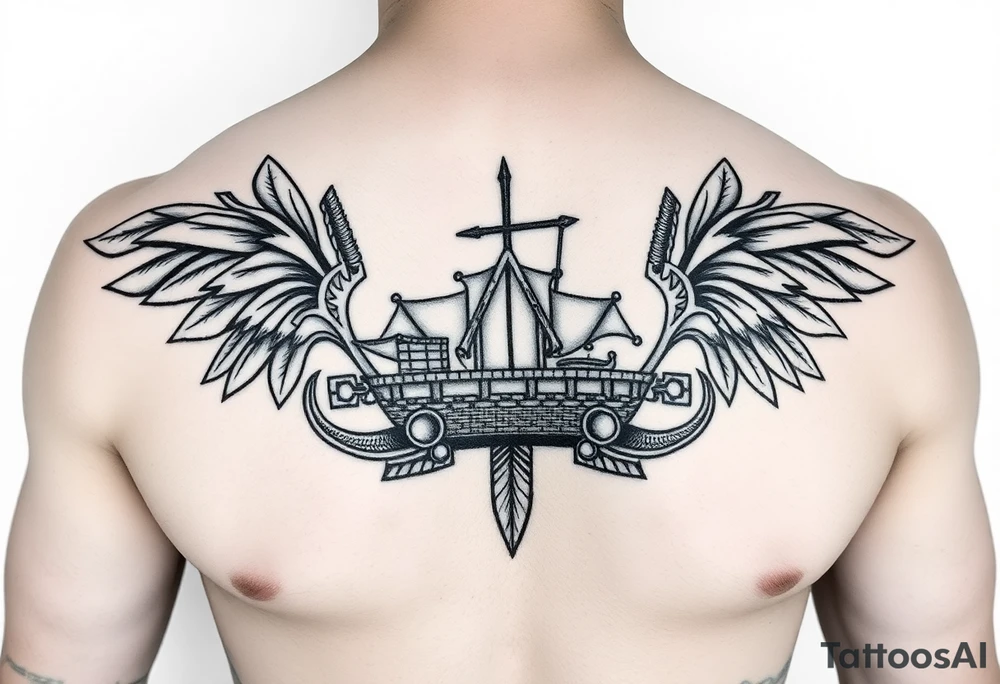 Polynesian tribal noah’s ark tattoo chest piece tattoo idea