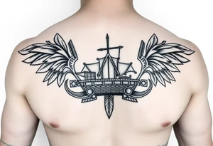 Polynesian tribal noah’s ark tattoo chest piece tattoo idea