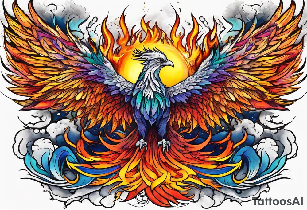 Phoenix rising from the ashes tattoo idea