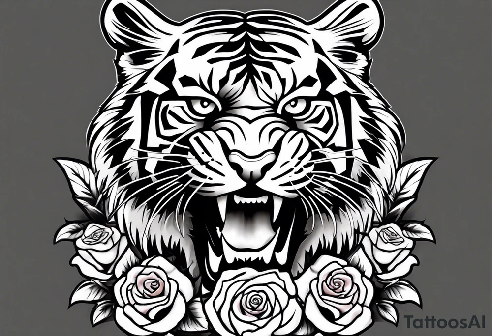 safari tiger forearm and rose hand tattoo tattoo idea