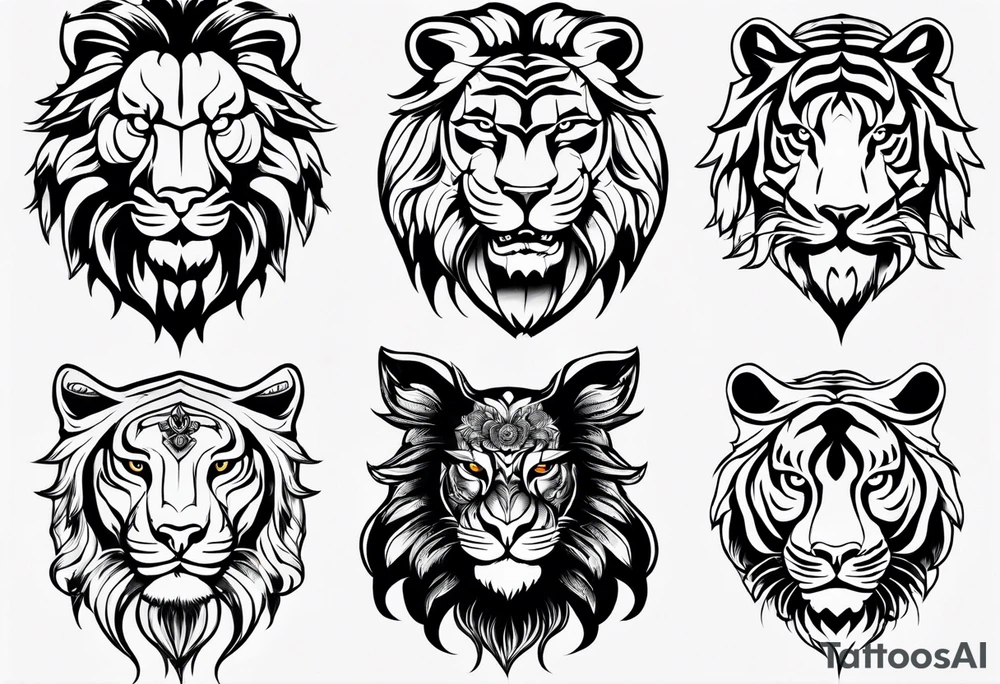 A beast made by owl, tiger and lion tattoo idea