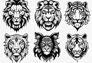 A beast made by owl, tiger and lion tattoo idea