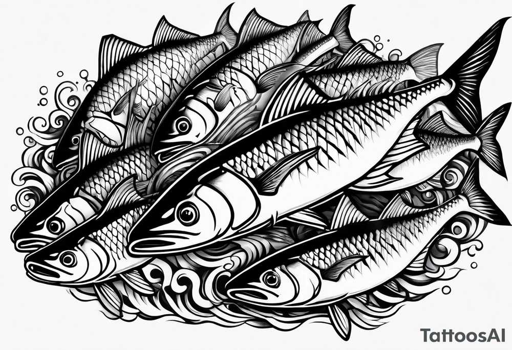 Shoal of mackerel in the ocean tattoo idea