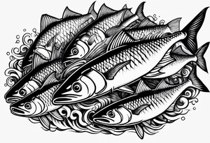 Shoal of mackerel in the ocean tattoo idea