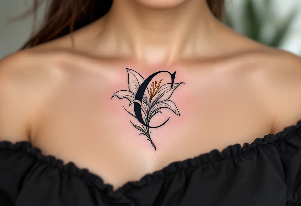 lily letter c tattoo idea